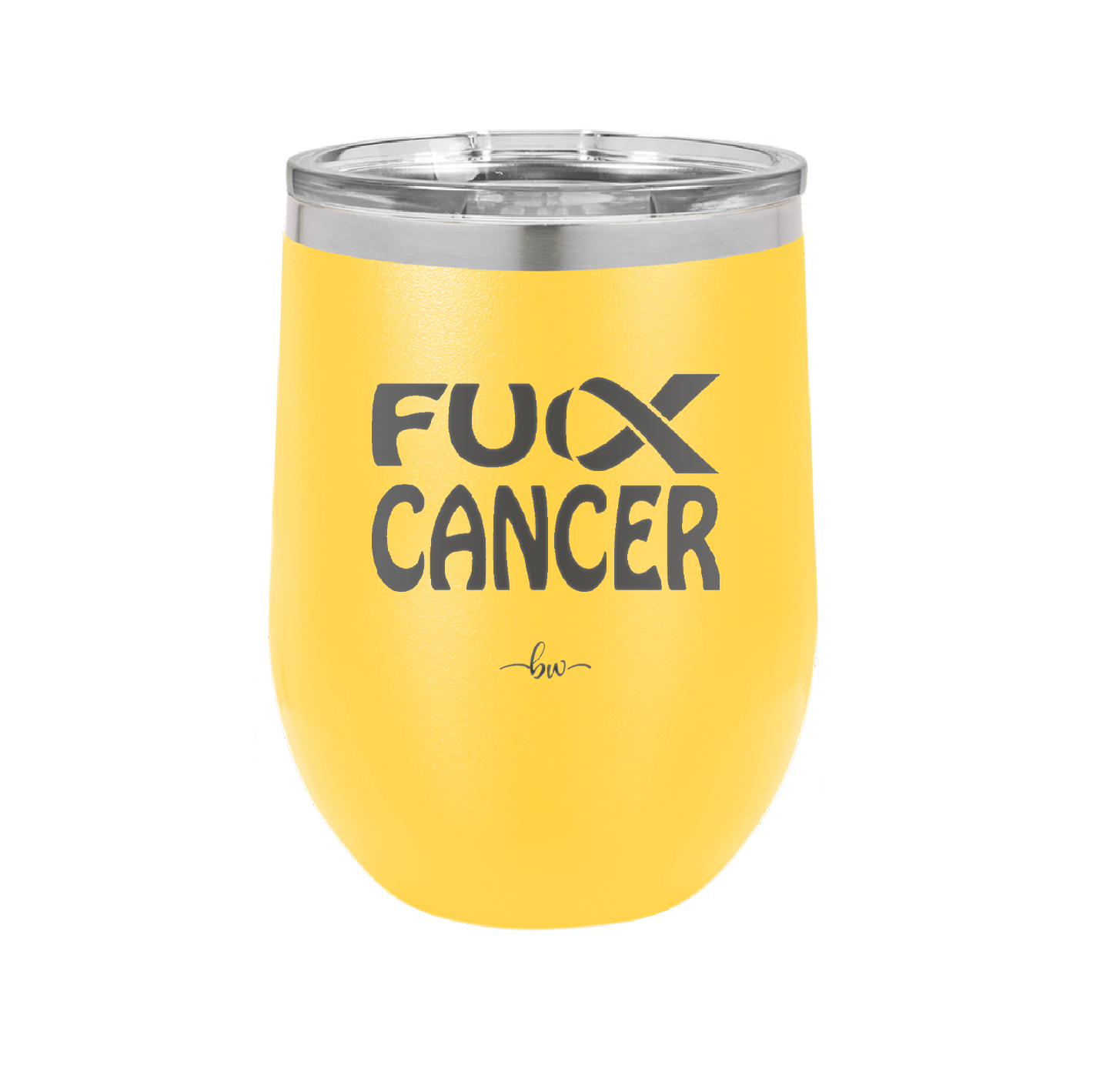 Fuck Cancer with Ribbon - Laser Engraved Stainless Steel Drinkware - 1524 -