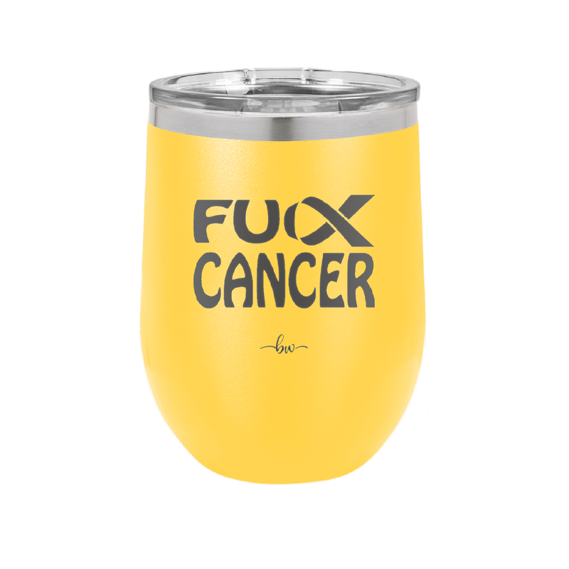 Fuck Cancer with Ribbon - Laser Engraved Stainless Steel Drinkware - 1524 -