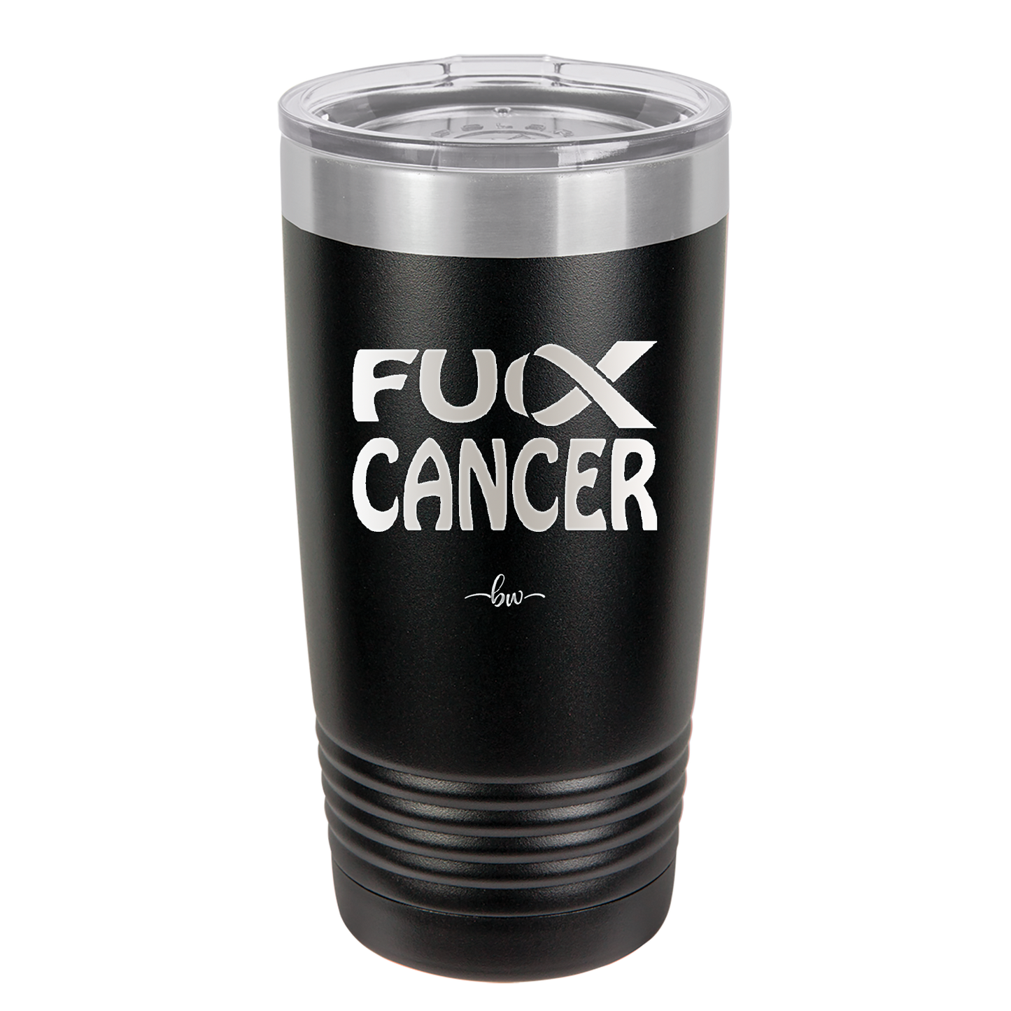 Fuck Cancer with Ribbon - Laser Engraved Stainless Steel Drinkware - 1524 -