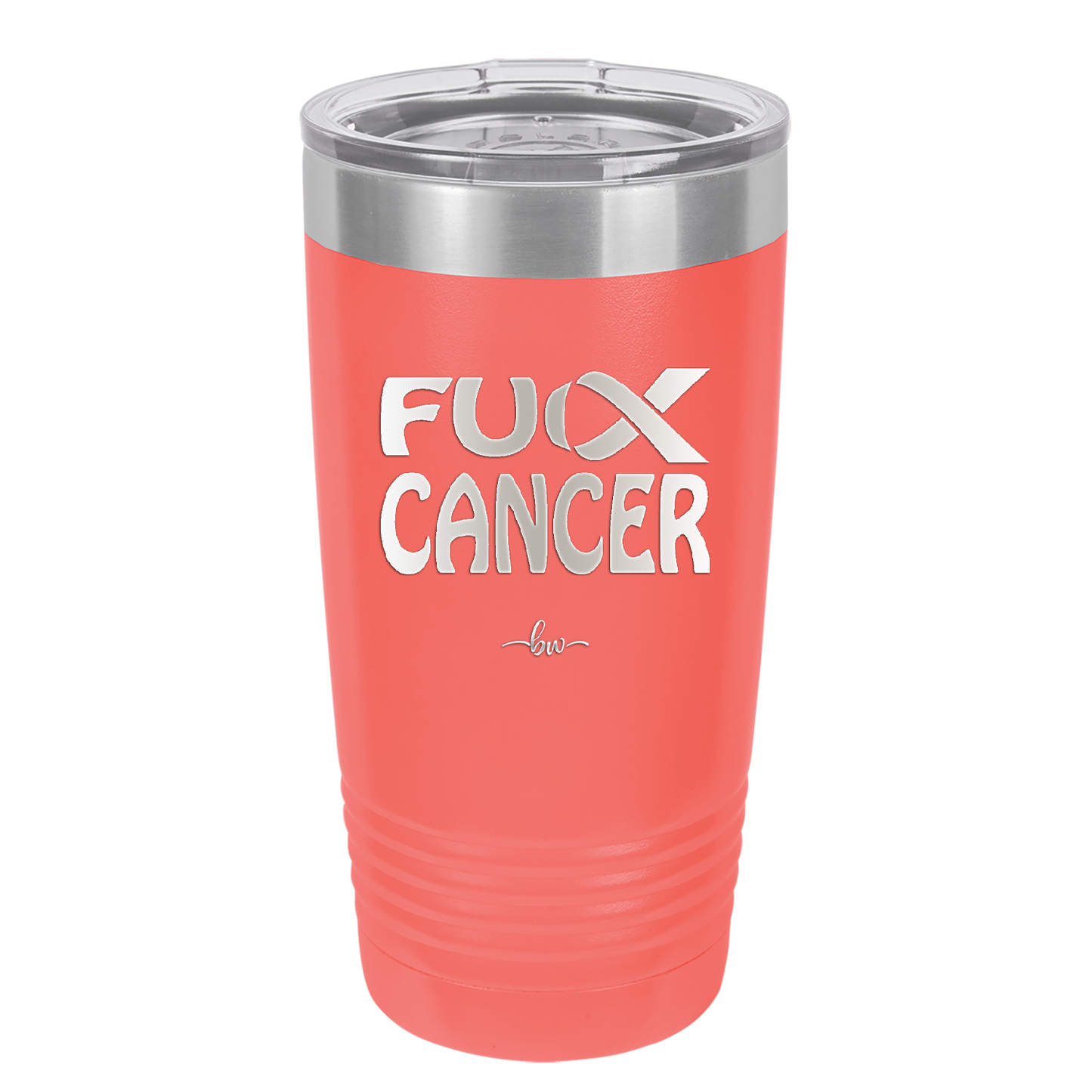 Fuck Cancer with Ribbon - Laser Engraved Stainless Steel Drinkware - 1524 -