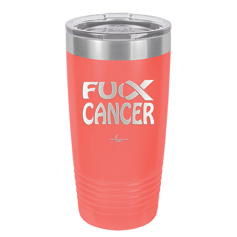 Fuck Cancer with Ribbon - Laser Engraved Stainless Steel Drinkware - 1524 -