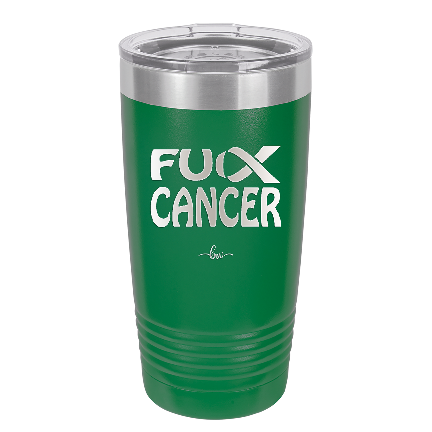 Fuck Cancer with Ribbon - Laser Engraved Stainless Steel Drinkware - 1524 -