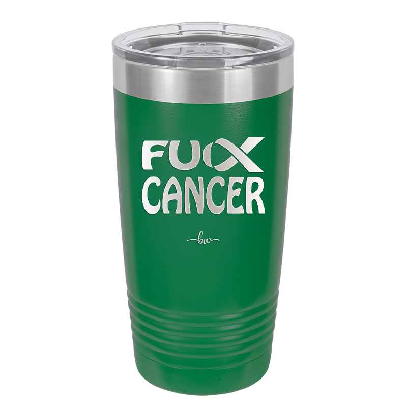 Fuck Cancer with Ribbon - Laser Engraved Stainless Steel Drinkware - 1524 -