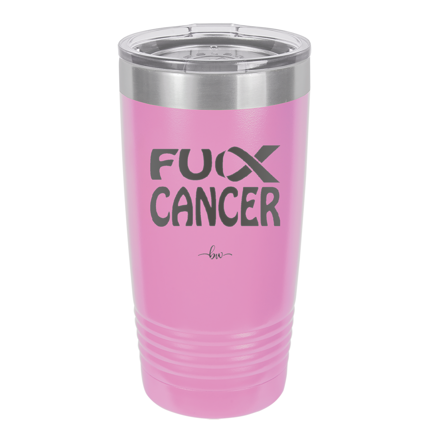 Fuck Cancer with Ribbon - Laser Engraved Stainless Steel Drinkware - 1524 -