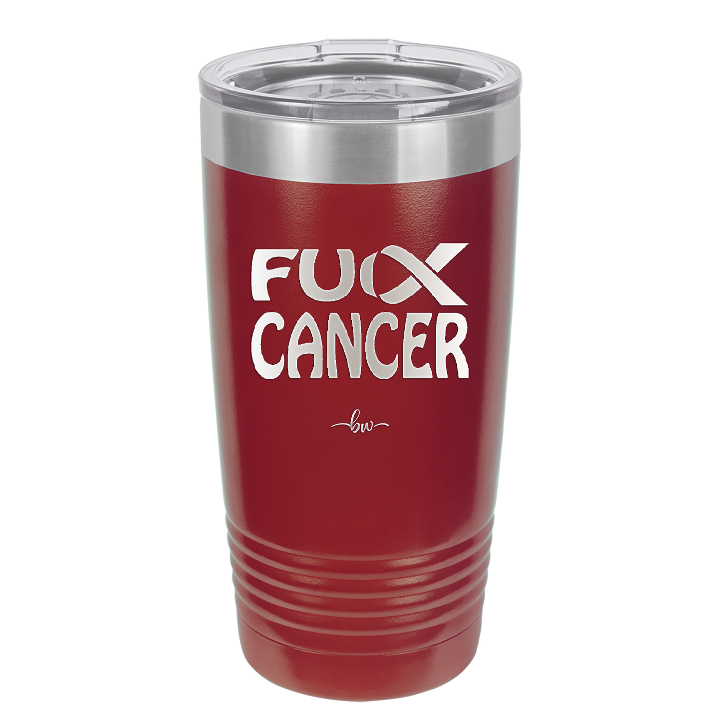 Fuck Cancer with Ribbon - Laser Engraved Stainless Steel Drinkware - 1524 -