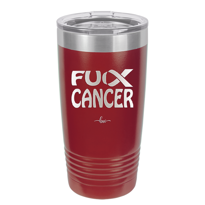 Fuck Cancer with Ribbon - Laser Engraved Stainless Steel Drinkware - 1524 -