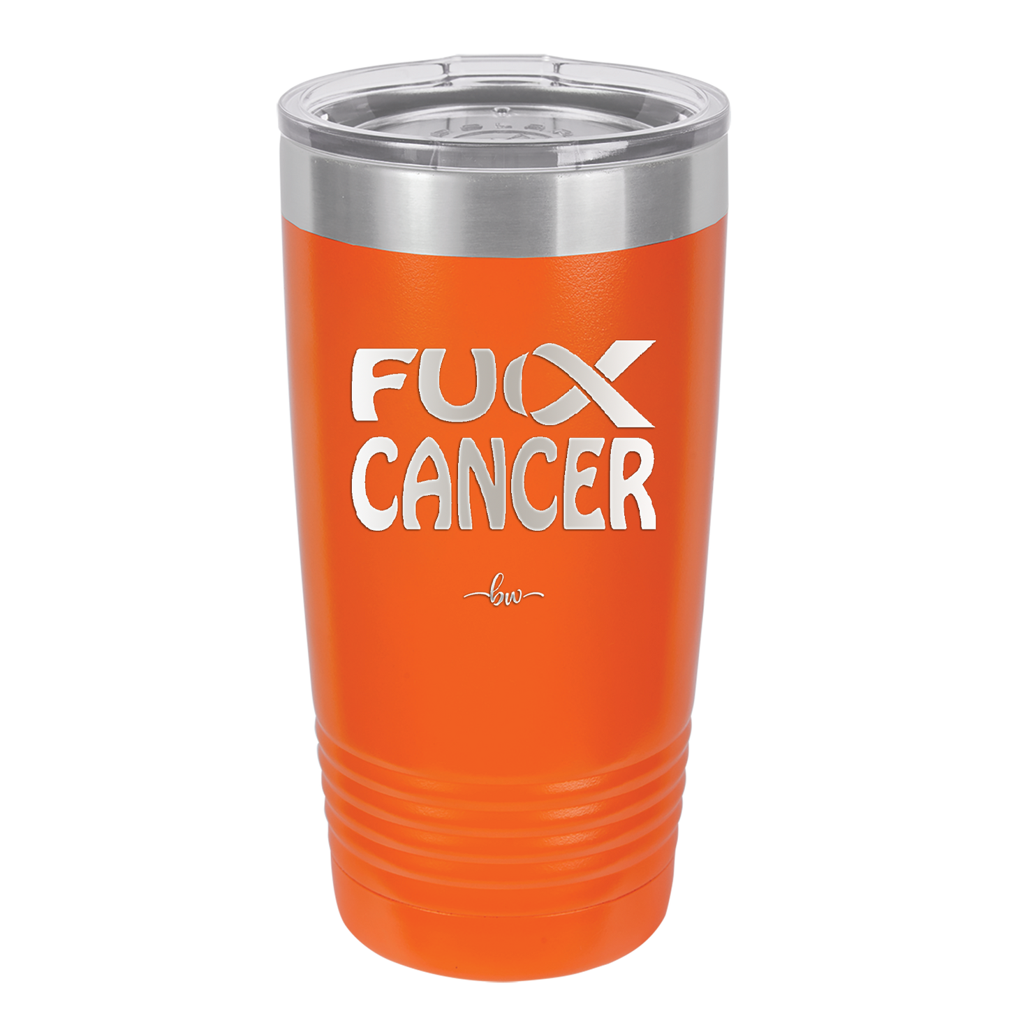 Fuck Cancer with Ribbon - Laser Engraved Stainless Steel Drinkware - 1524 -