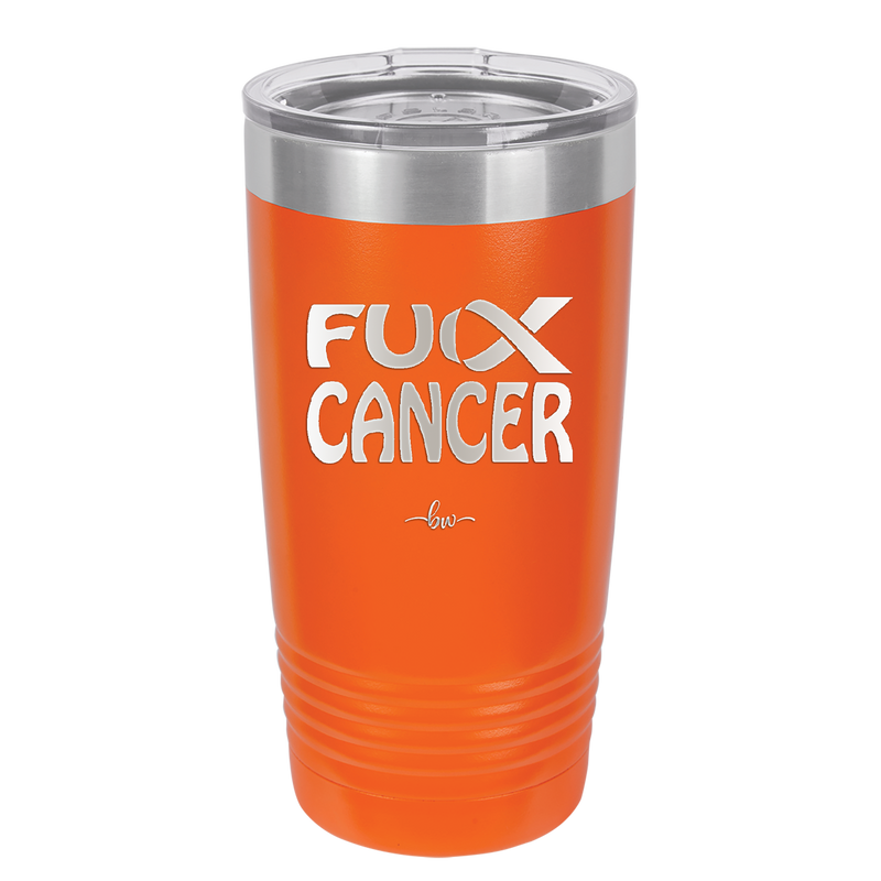 Fuck Cancer with Ribbon - Laser Engraved Stainless Steel Drinkware - 1524 -