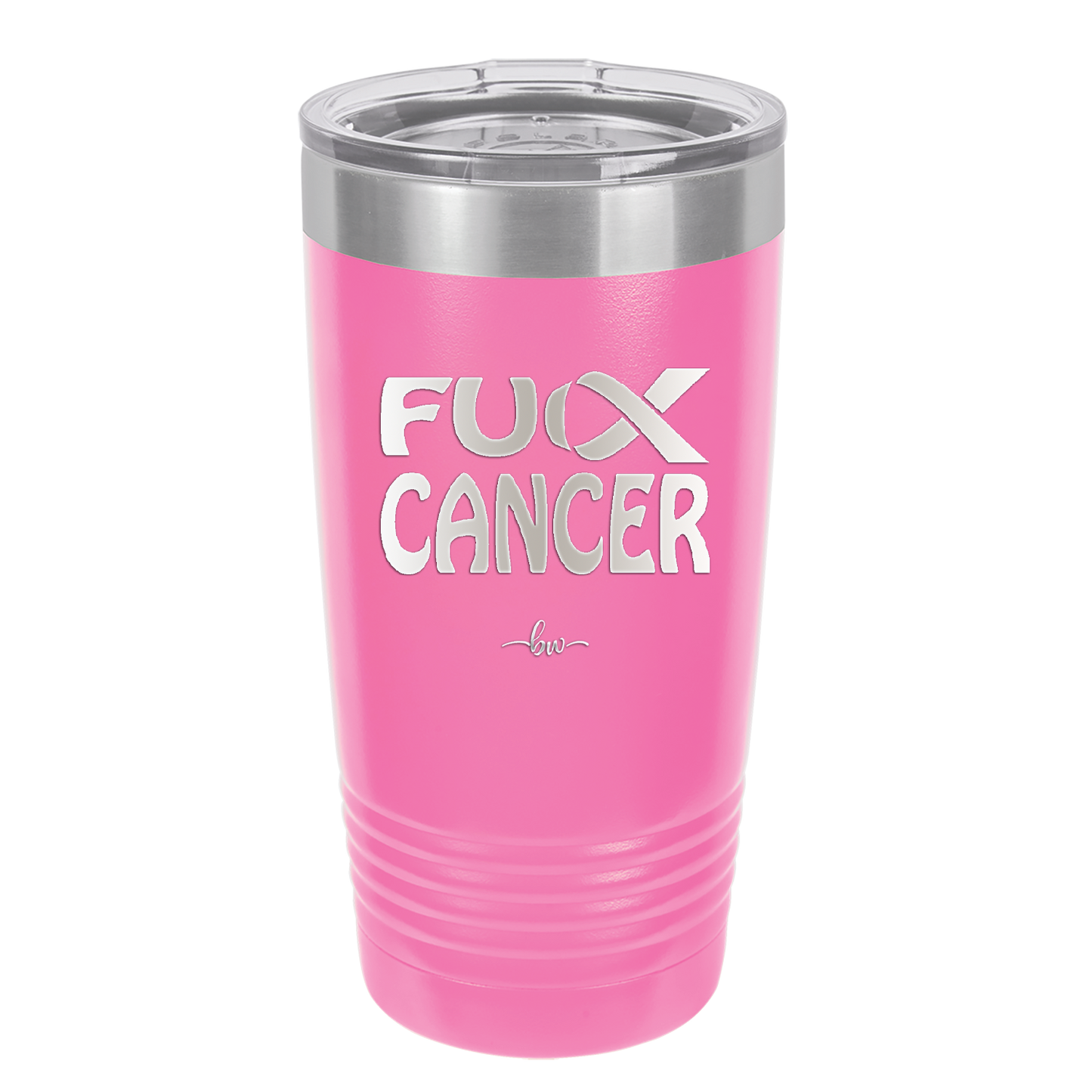 Fuck Cancer with Ribbon - Laser Engraved Stainless Steel Drinkware - 1524 -