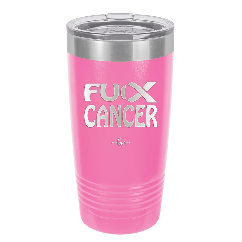 Fuck Cancer with Ribbon - Laser Engraved Stainless Steel Drinkware - 1524 -