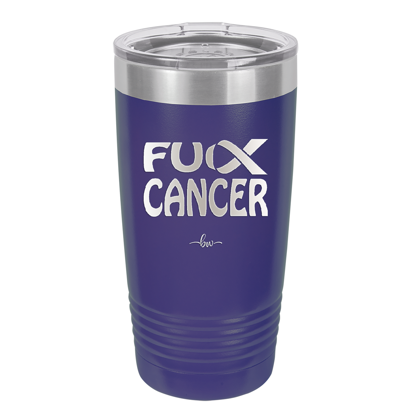 Fuck Cancer with Ribbon - Laser Engraved Stainless Steel Drinkware - 1524 -