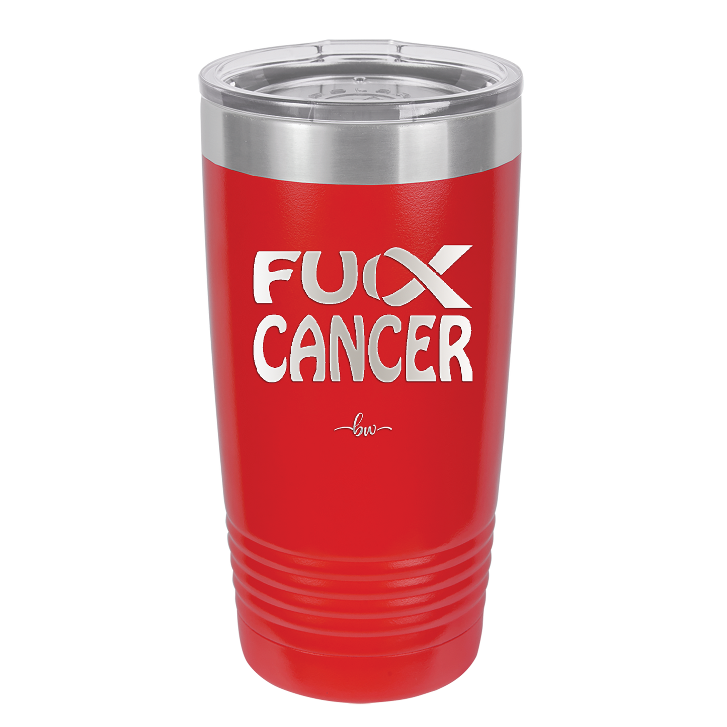 Fuck Cancer with Ribbon - Laser Engraved Stainless Steel Drinkware - 1524 -