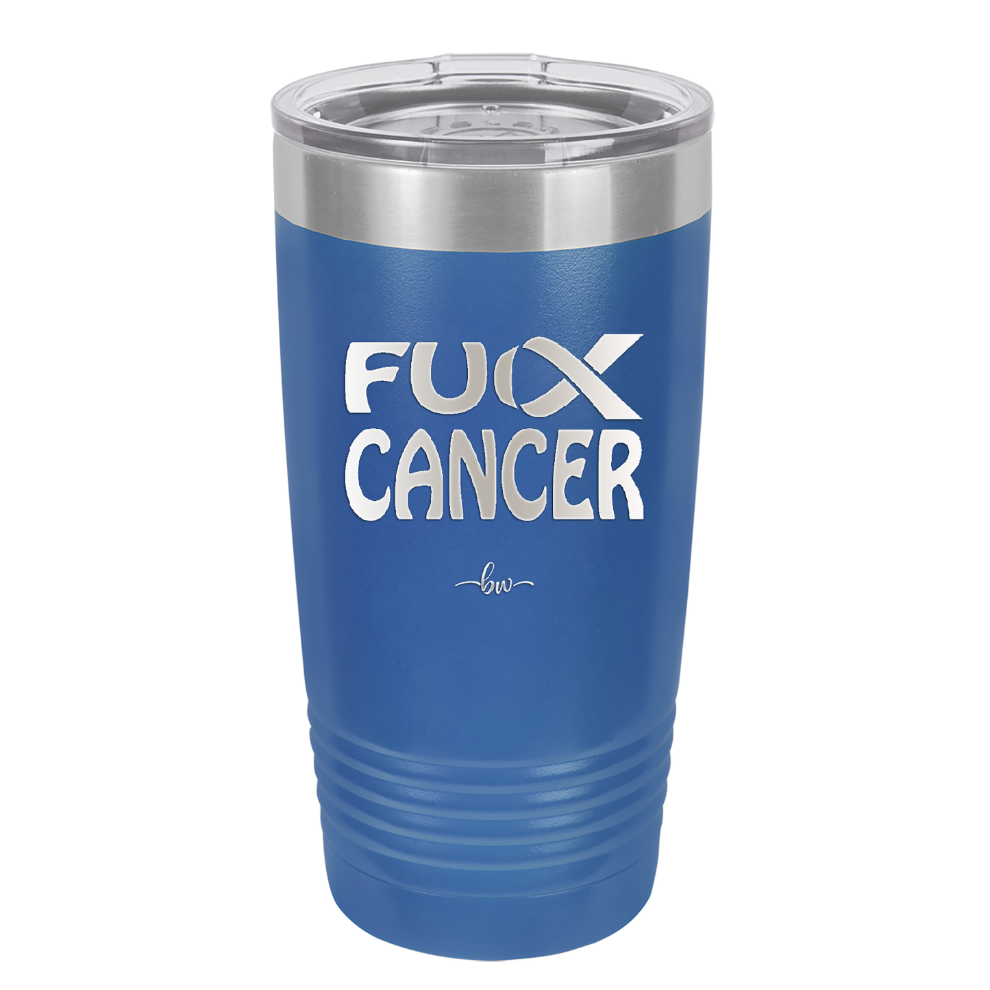 Fuck Cancer with Ribbon - Laser Engraved Stainless Steel Drinkware - 1524 -