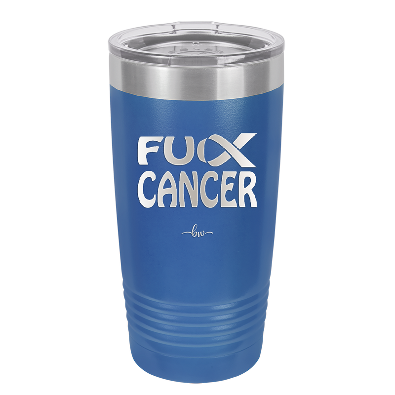 Fuck Cancer with Ribbon - Laser Engraved Stainless Steel Drinkware - 1524 -