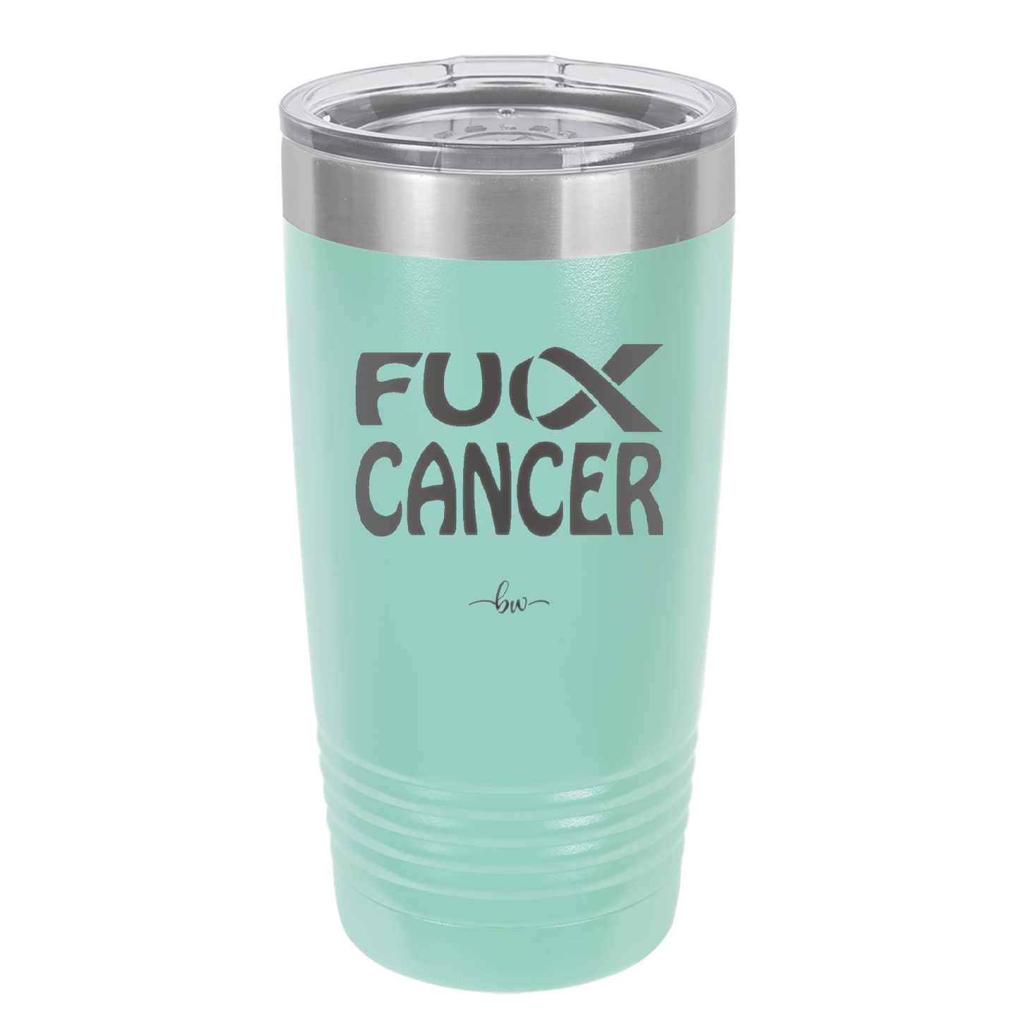 Fuck Cancer with Ribbon - Laser Engraved Stainless Steel Drinkware - 1524 -