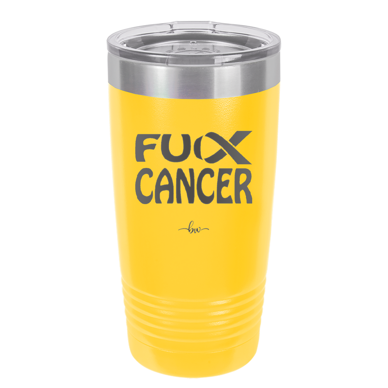 Fuck Cancer with Ribbon - Laser Engraved Stainless Steel Drinkware - 1524 -