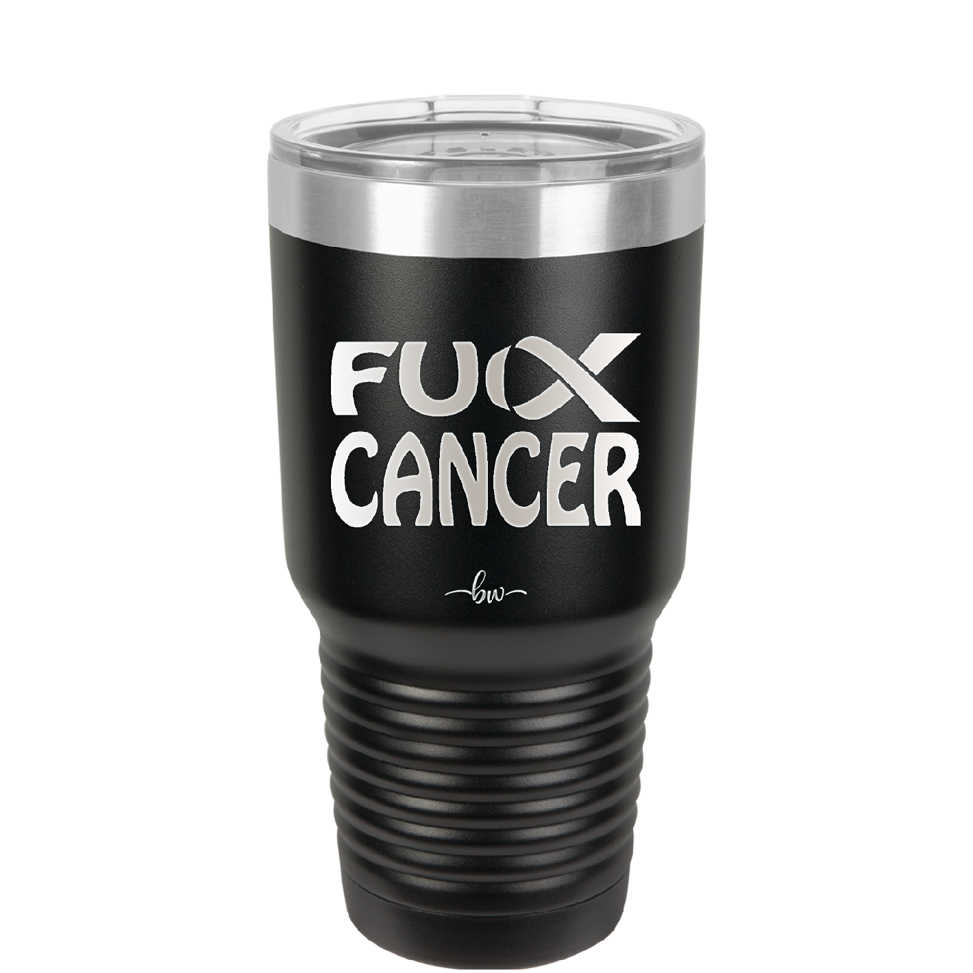 Fuck Cancer with Ribbon - Laser Engraved Stainless Steel Drinkware - 1524 -