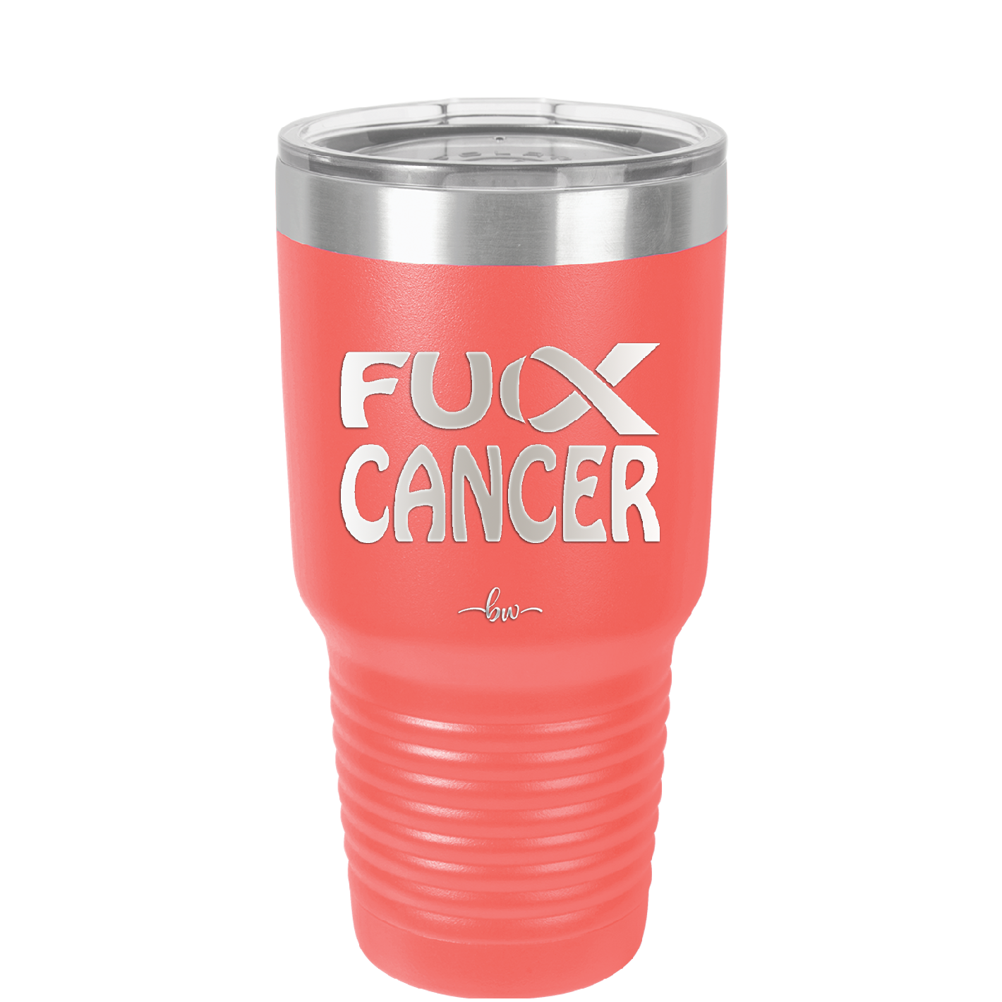 Fuck Cancer with Ribbon - Laser Engraved Stainless Steel Drinkware - 1524 -