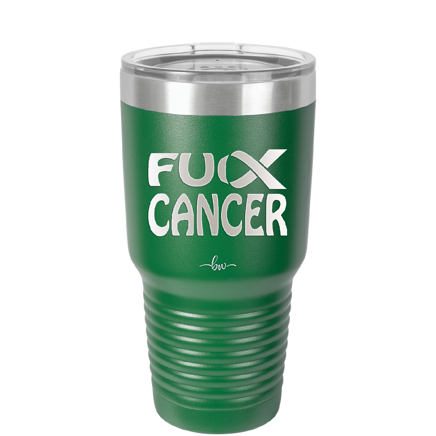 Fuck Cancer with Ribbon - Laser Engraved Stainless Steel Drinkware - 1524 -