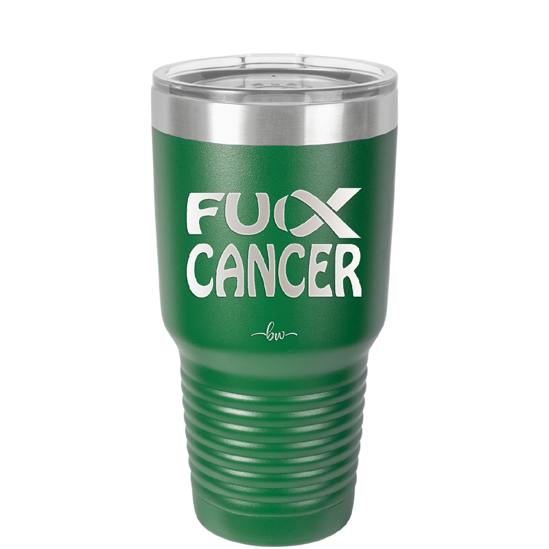 Fuck Cancer with Ribbon - Laser Engraved Stainless Steel Drinkware - 1524 -