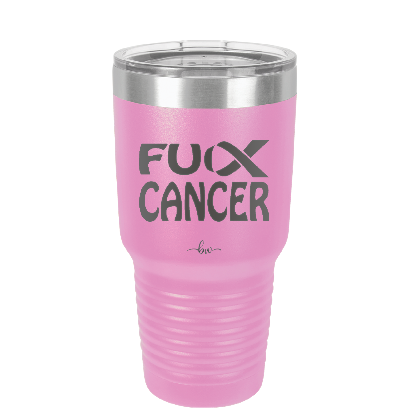 Fuck Cancer with Ribbon - Laser Engraved Stainless Steel Drinkware - 1524 -