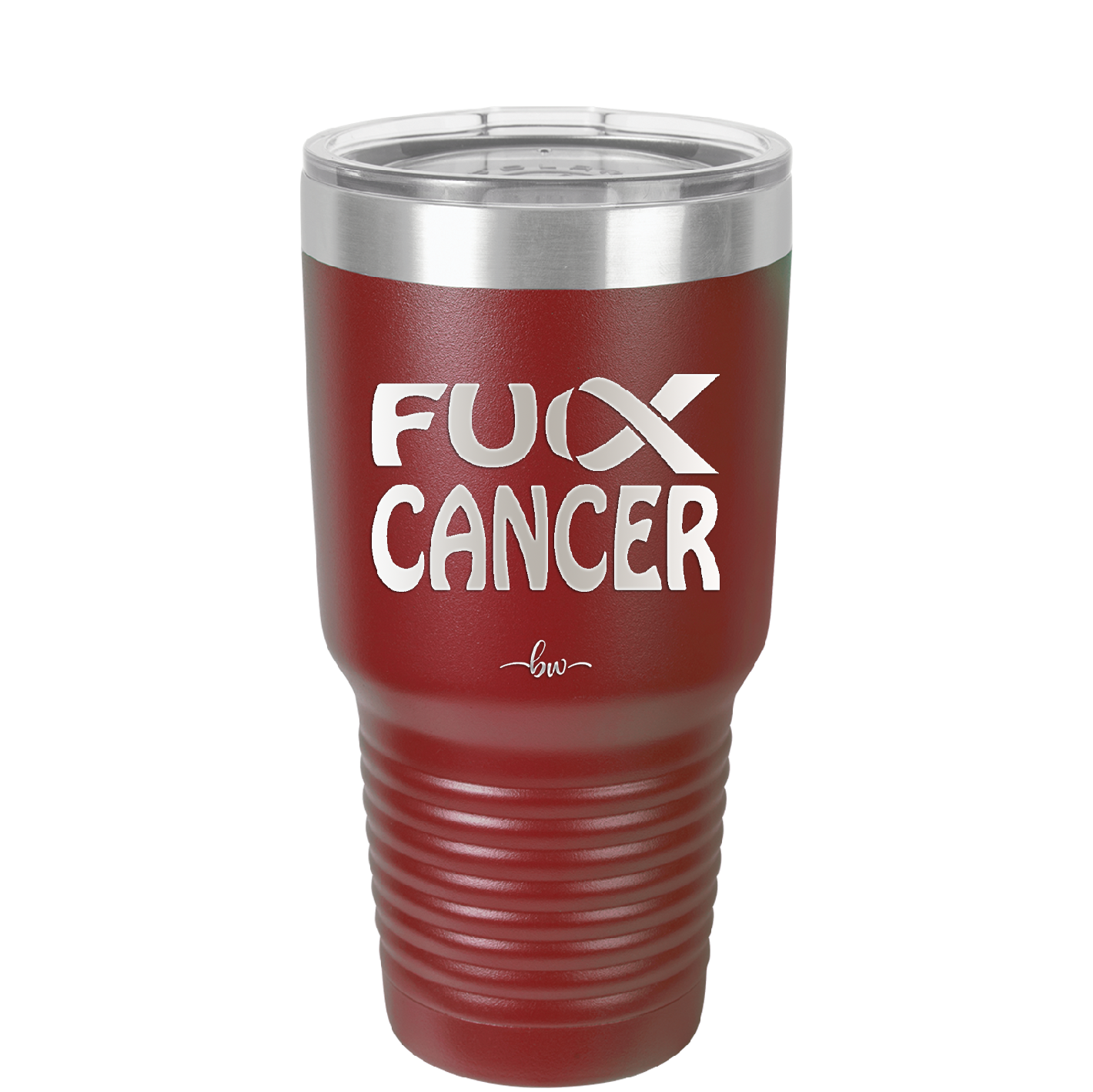 Fuck Cancer with Ribbon - Laser Engraved Stainless Steel Drinkware - 1524 -