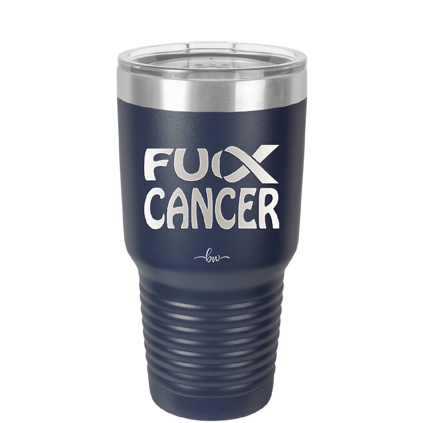 Fuck Cancer with Ribbon - Laser Engraved Stainless Steel Drinkware - 1524 -