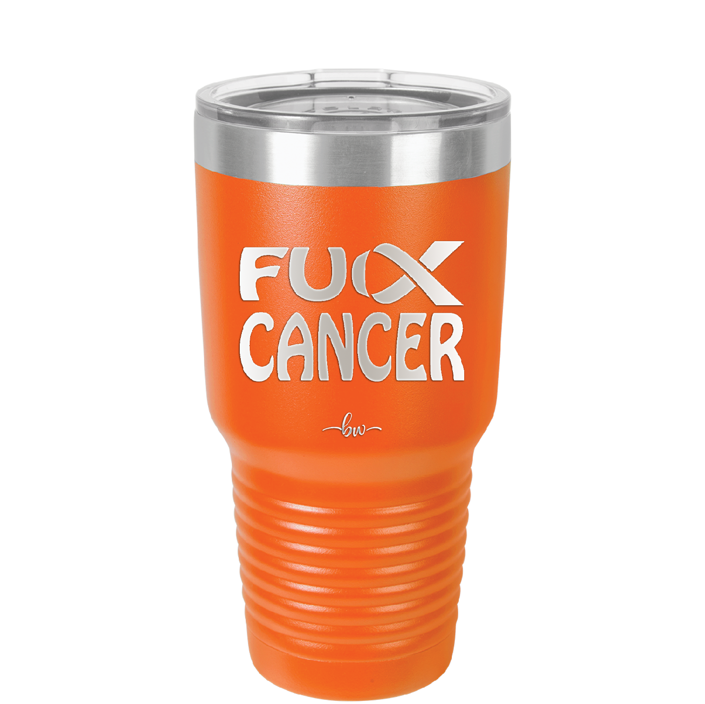 Fuck Cancer with Ribbon - Laser Engraved Stainless Steel Drinkware - 1524 -