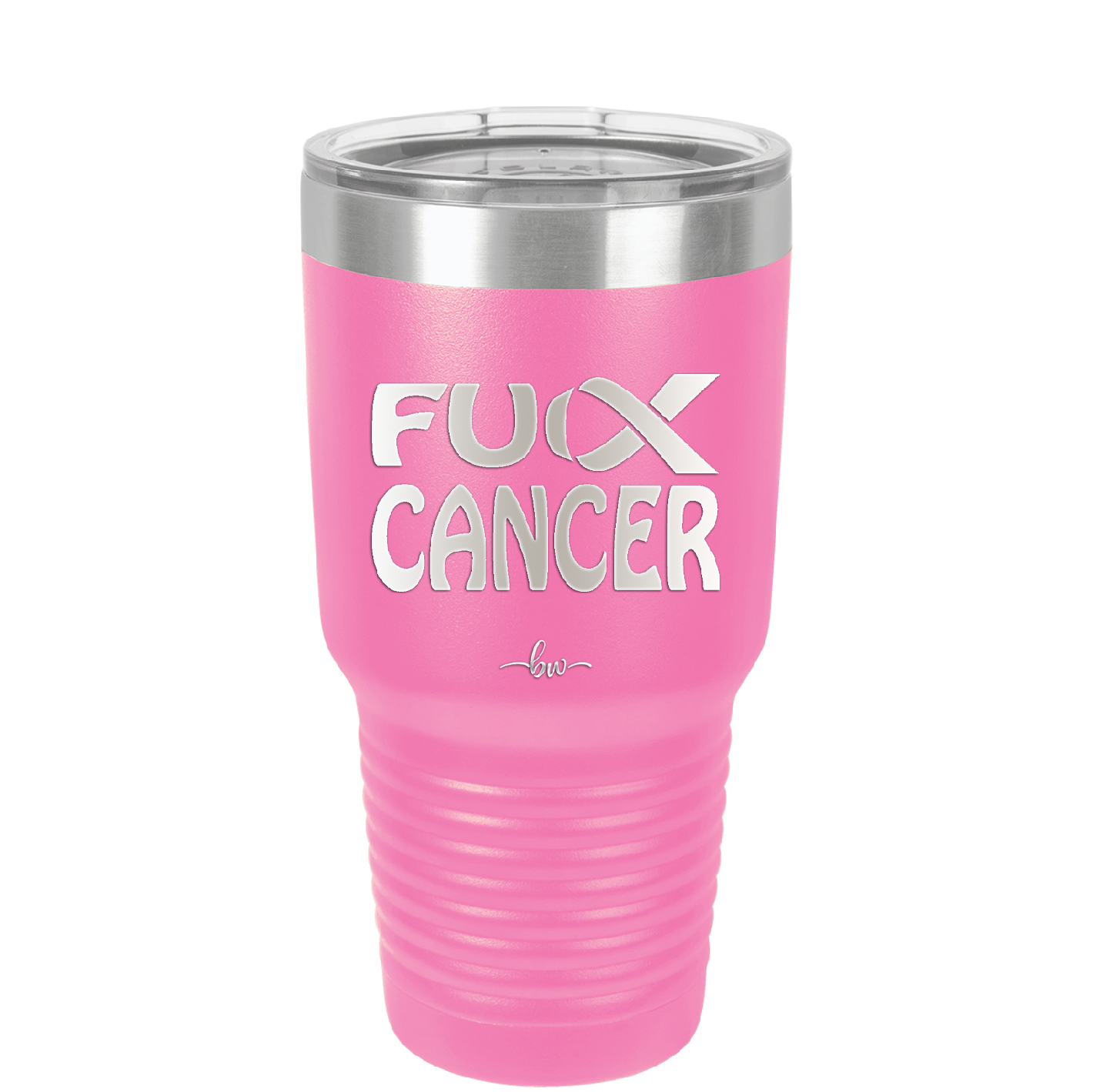 Fuck Cancer with Ribbon - Laser Engraved Stainless Steel Drinkware - 1524 -