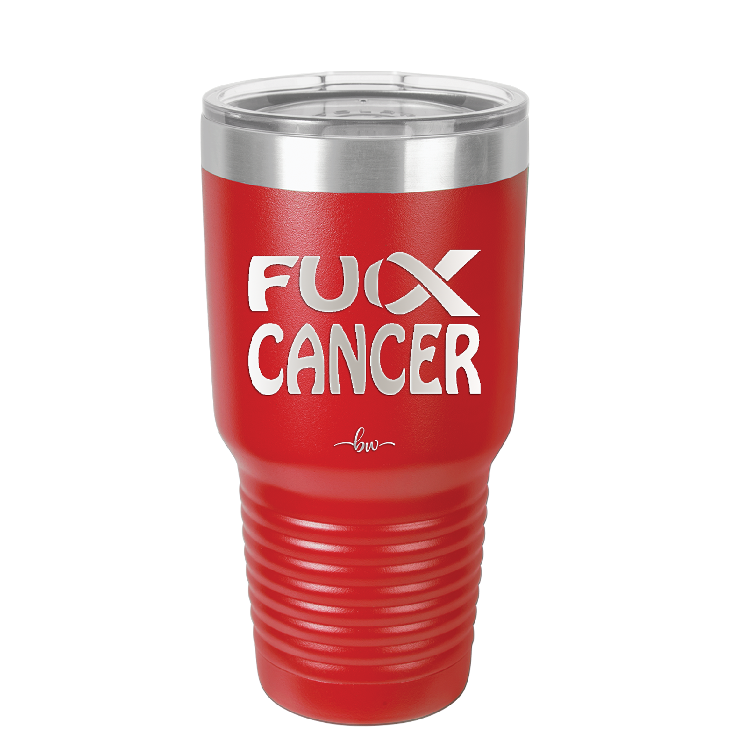 Fuck Cancer with Ribbon - Laser Engraved Stainless Steel Drinkware - 1524 -