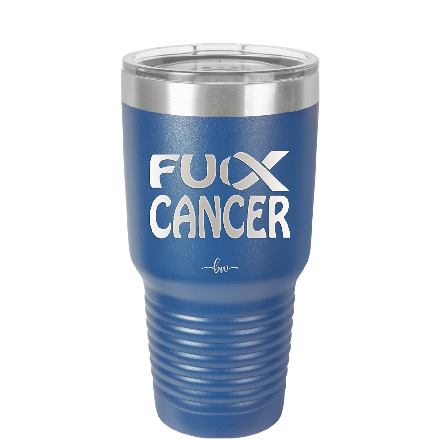 Fuck Cancer with Ribbon - Laser Engraved Stainless Steel Drinkware - 1524 -