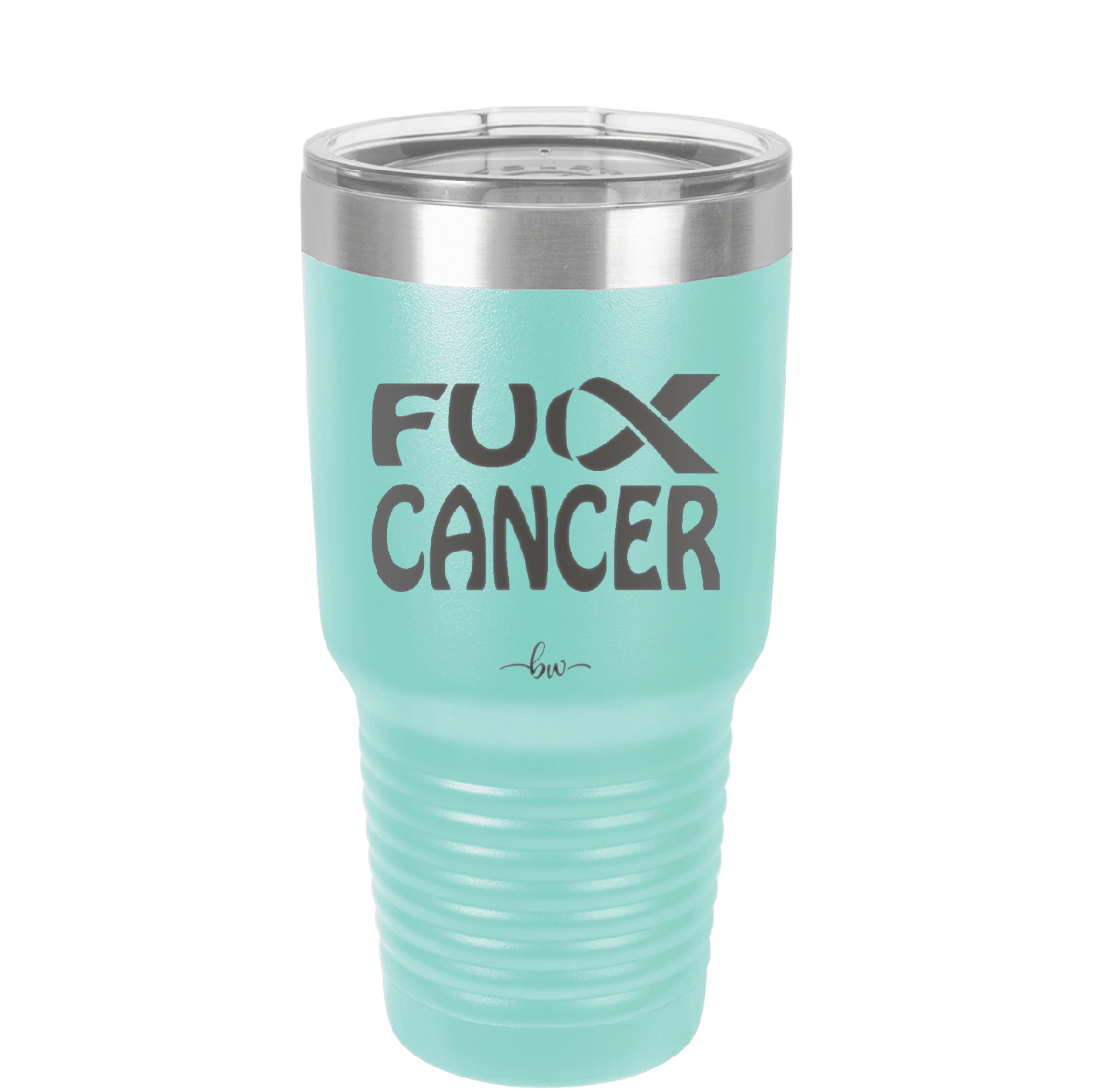 Fuck Cancer with Ribbon - Laser Engraved Stainless Steel Drinkware - 1524 -