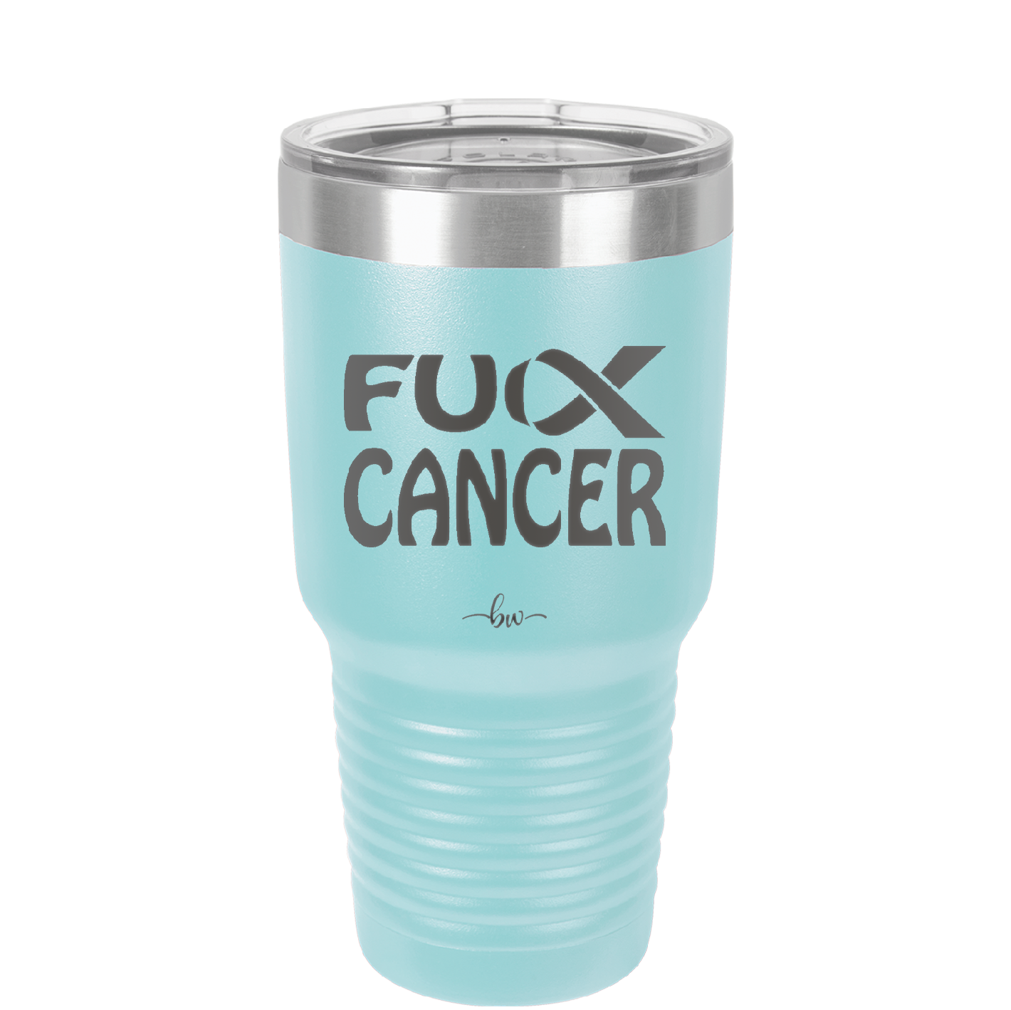 Fuck Cancer with Ribbon - Laser Engraved Stainless Steel Drinkware - 1524 -