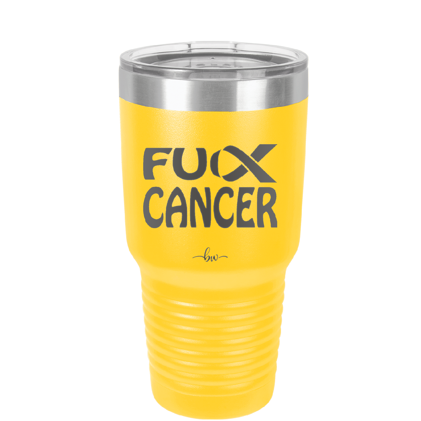 Fuck Cancer with Ribbon - Laser Engraved Stainless Steel Drinkware - 1524 -