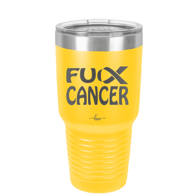 Fuck Cancer with Ribbon - Laser Engraved Stainless Steel Drinkware - 1524 -