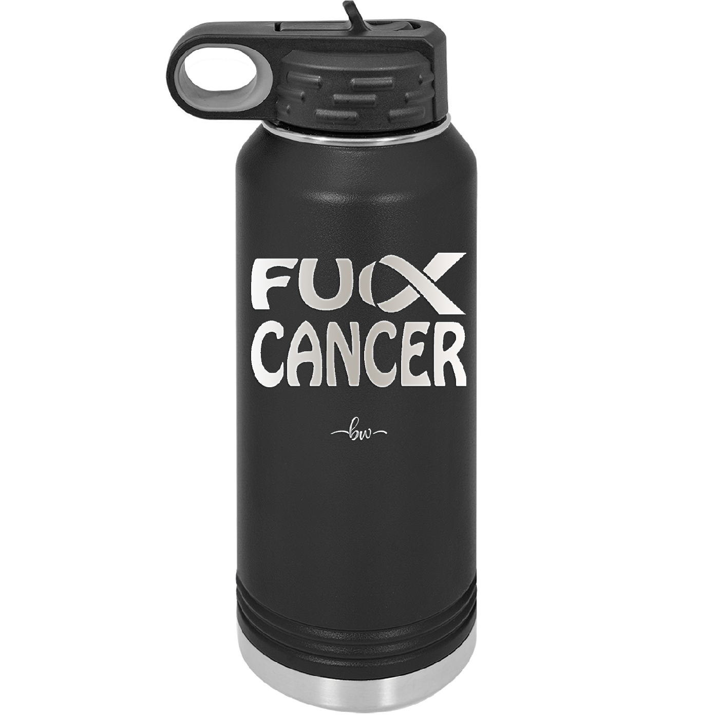 Fuck Cancer with Ribbon - Laser Engraved Stainless Steel Drinkware - 1524 -