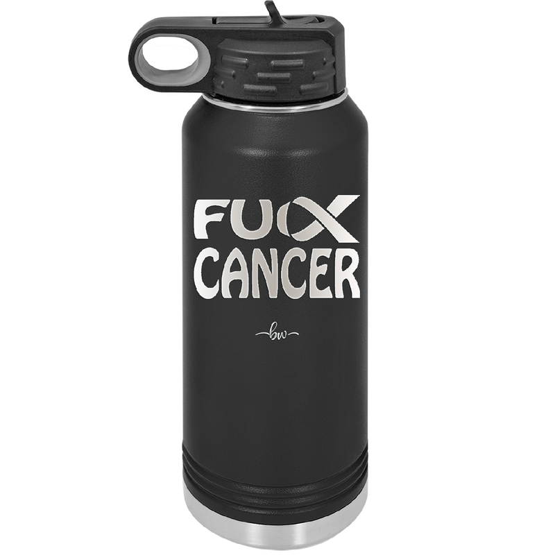 Fuck Cancer with Ribbon - Laser Engraved Stainless Steel Drinkware - 1524 -