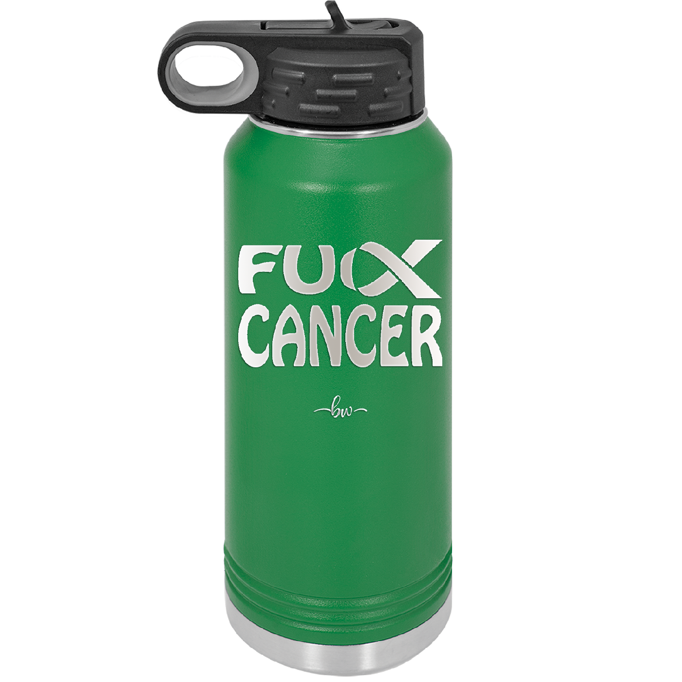 Fuck Cancer with Ribbon - Laser Engraved Stainless Steel Drinkware - 1524 -