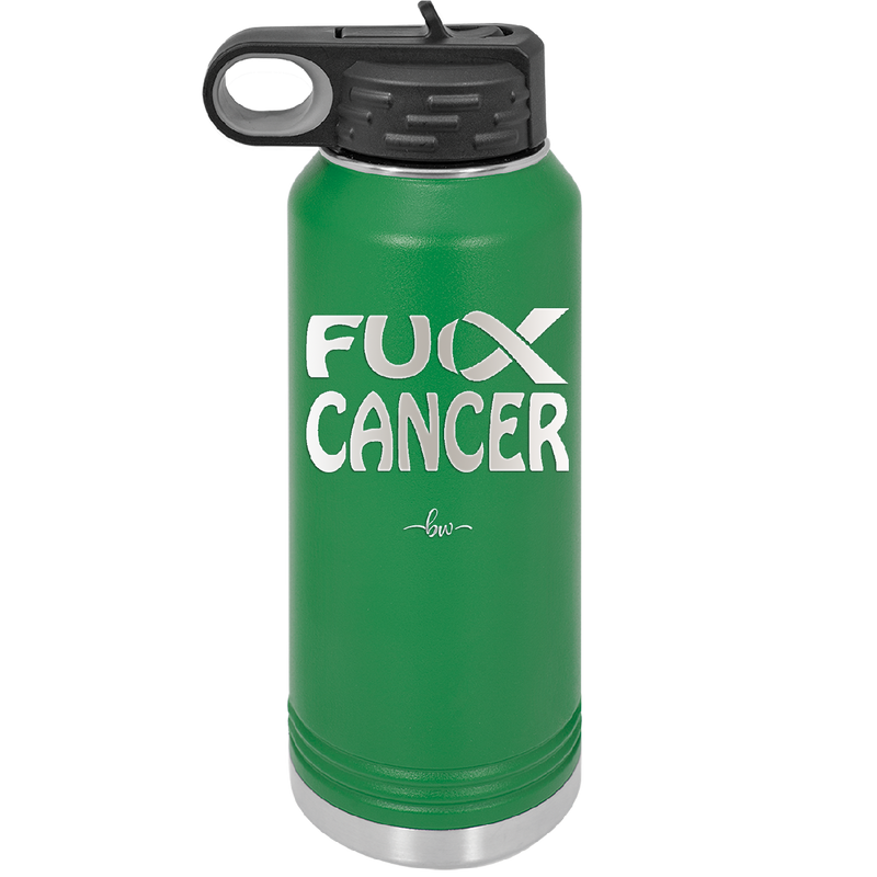 Fuck Cancer with Ribbon - Laser Engraved Stainless Steel Drinkware - 1524 -