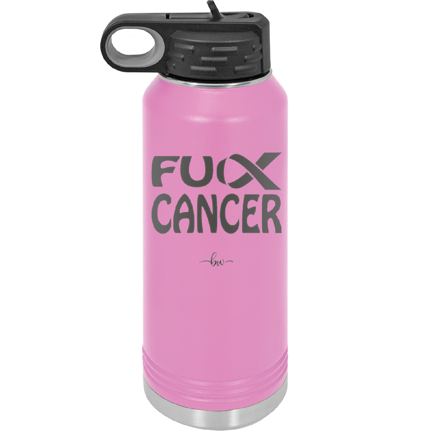 Fuck Cancer with Ribbon - Laser Engraved Stainless Steel Drinkware - 1524 -