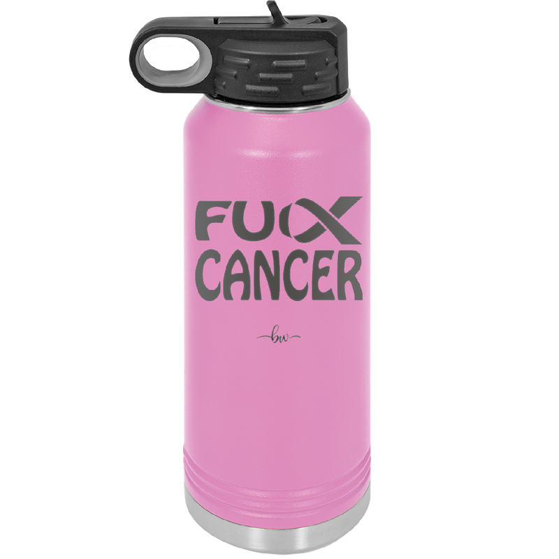 Fuck Cancer with Ribbon - Laser Engraved Stainless Steel Drinkware - 1524 -