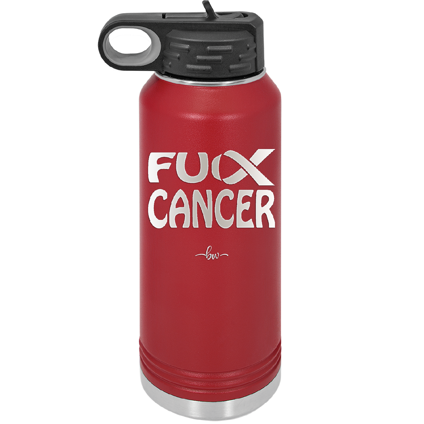 Fuck Cancer with Ribbon - Laser Engraved Stainless Steel Drinkware - 1524 -