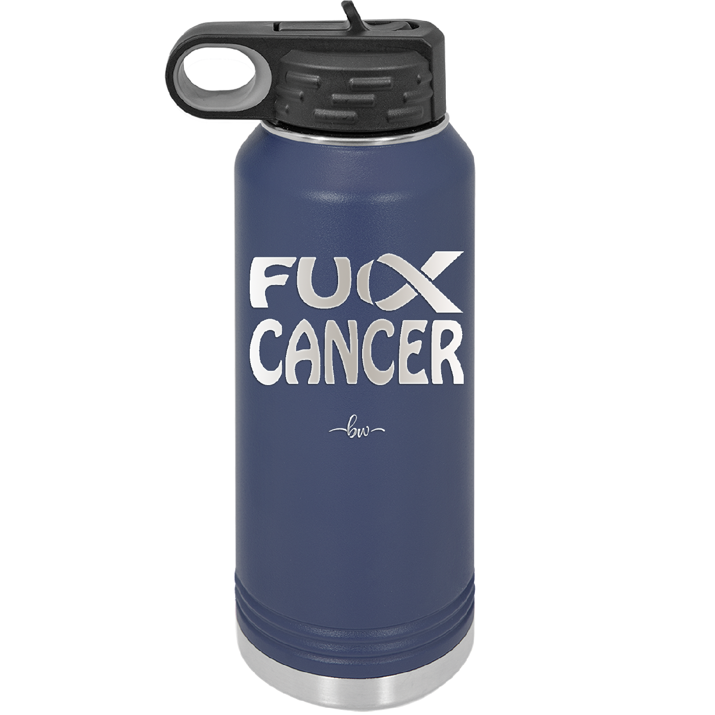 Fuck Cancer with Ribbon - Laser Engraved Stainless Steel Drinkware - 1524 -