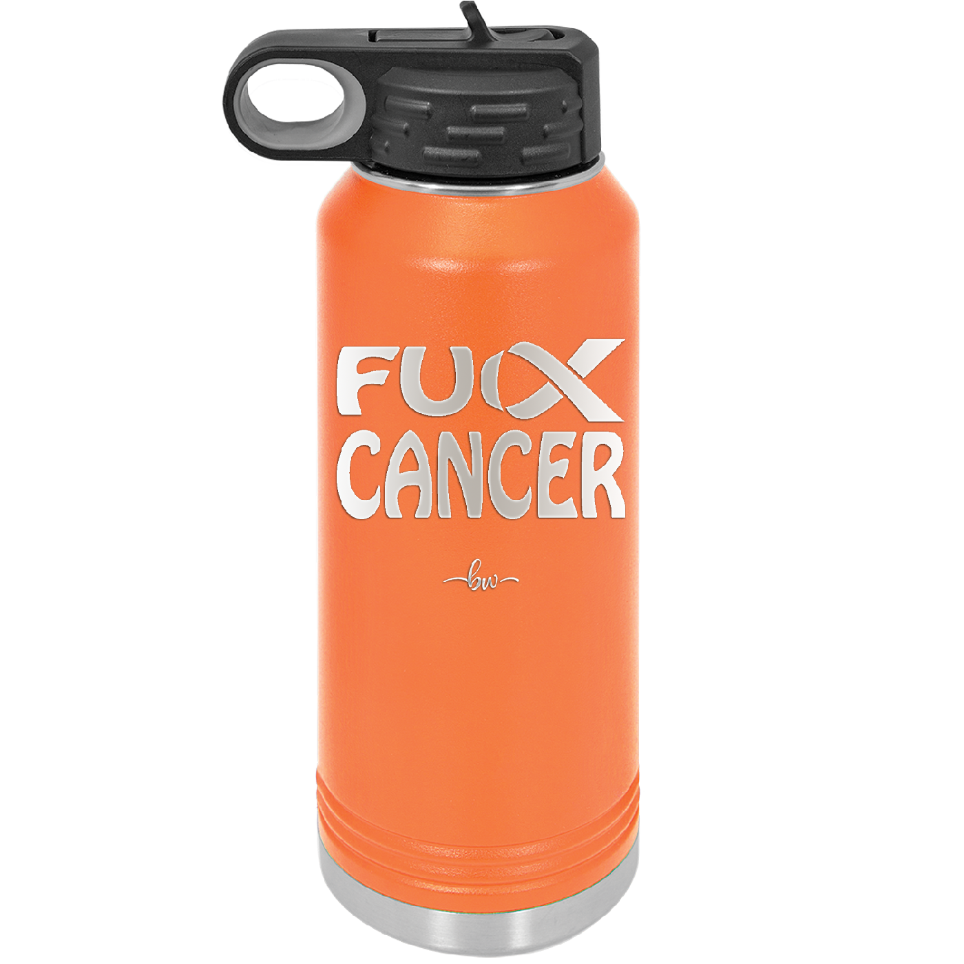 Fuck Cancer with Ribbon - Laser Engraved Stainless Steel Drinkware - 1524 -