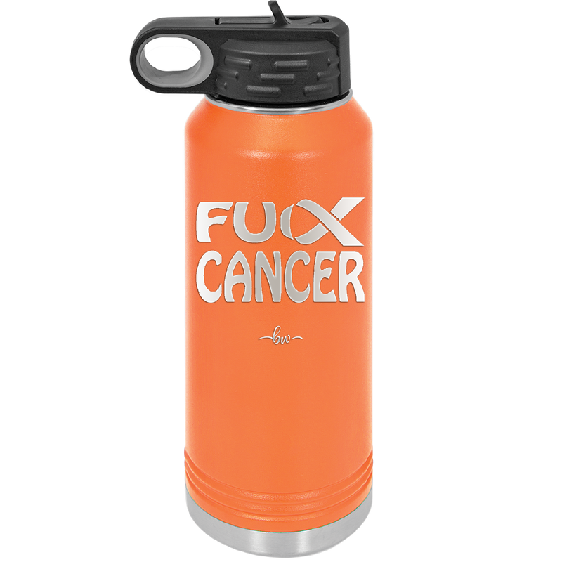 Fuck Cancer with Ribbon - Laser Engraved Stainless Steel Drinkware - 1524 -