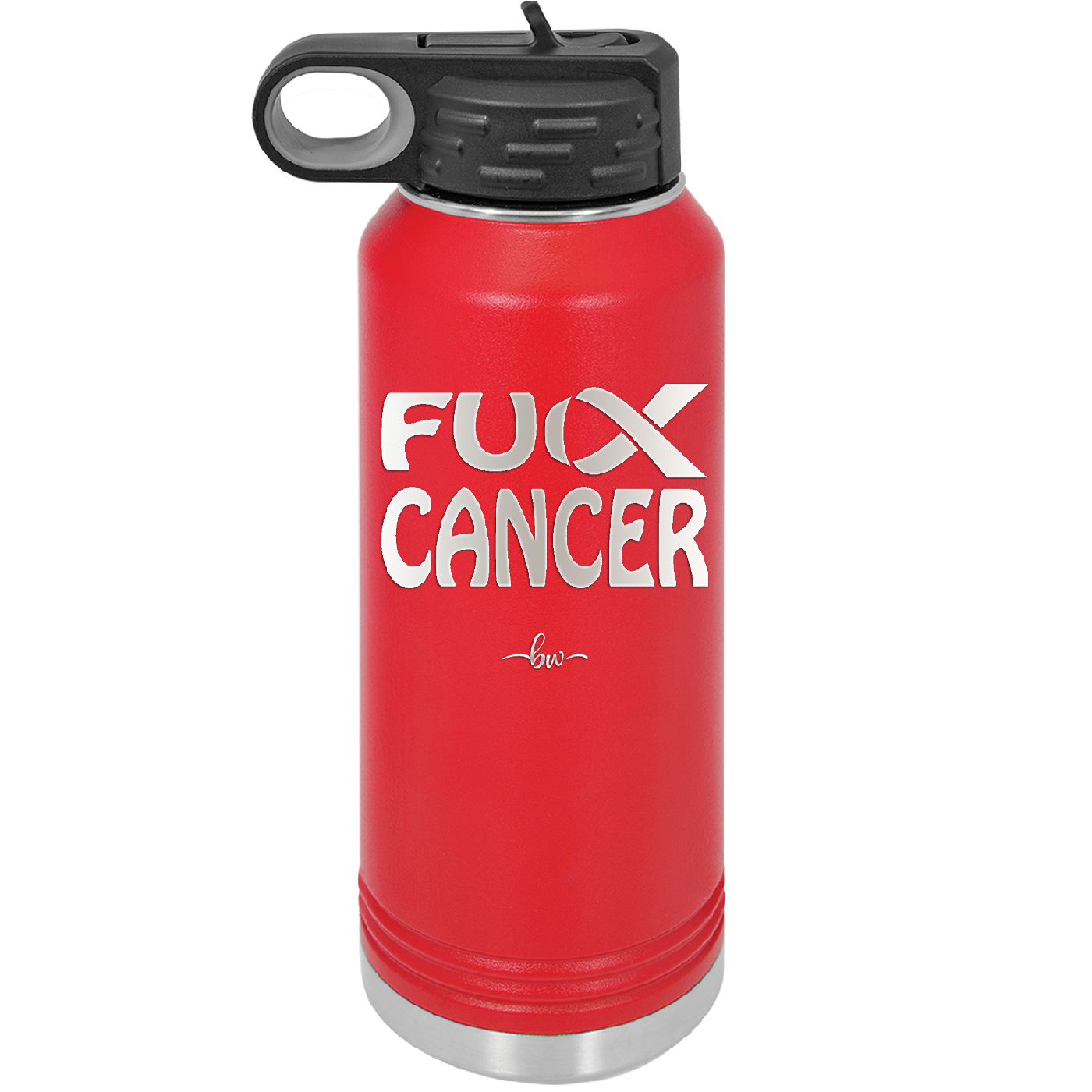 Fuck Cancer with Ribbon - Laser Engraved Stainless Steel Drinkware - 1524 -