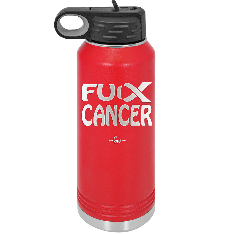 Fuck Cancer with Ribbon - Laser Engraved Stainless Steel Drinkware - 1524 -