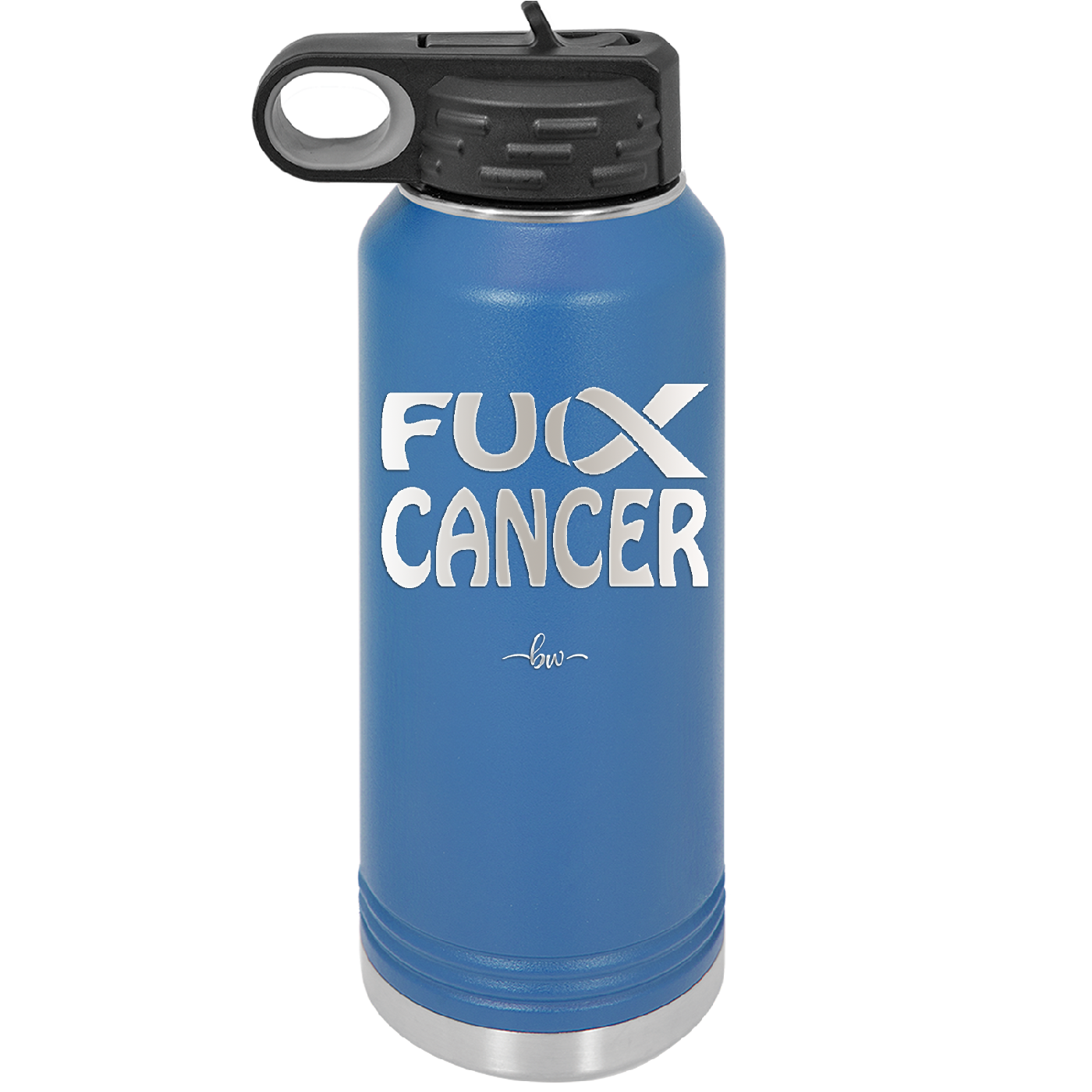 Fuck Cancer with Ribbon - Laser Engraved Stainless Steel Drinkware - 1524 -