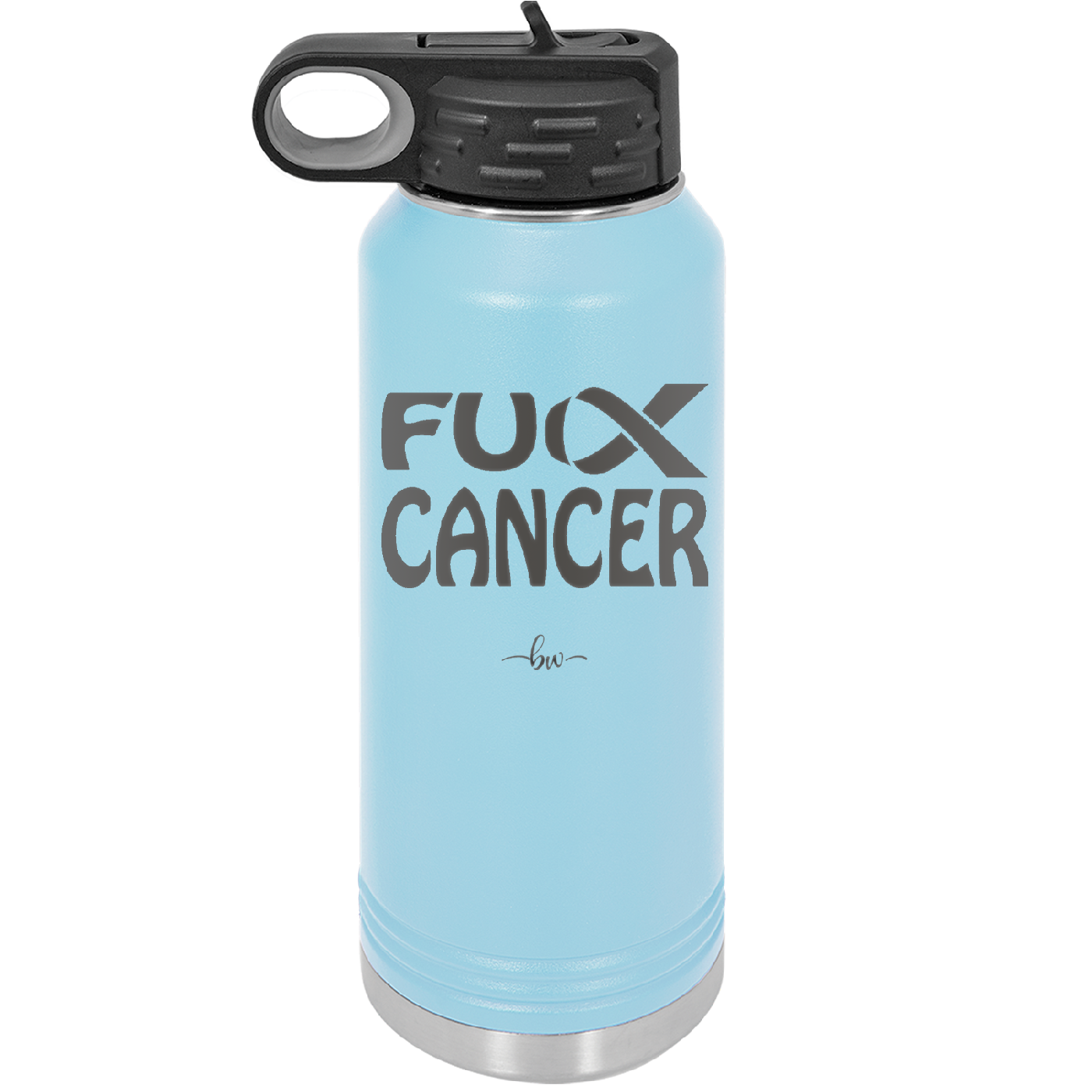 Fuck Cancer with Ribbon - Laser Engraved Stainless Steel Drinkware - 1524 -