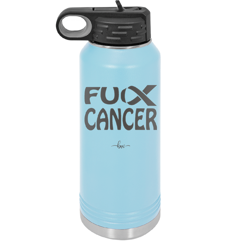 Fuck Cancer with Ribbon - Laser Engraved Stainless Steel Drinkware - 1524 -